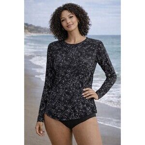 New Hang Ten Long Sleeve Rash Guard Shirt UPF 50+ Sun Tee Medium Womens